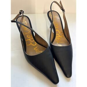 Sam Edelman Bianka Black Leather Slingback Pumps - Size 10